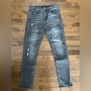 Risen Los Angeles Distressed Skinny Denim Jeans Charcoal